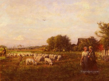 動物 Painting - ラ・ベルジェールの田園地帯 現実主義者のジュール・ブルトンの羊